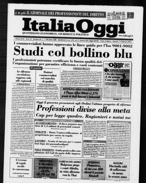 Italia oggi : quotidiano di economia finanza e politica